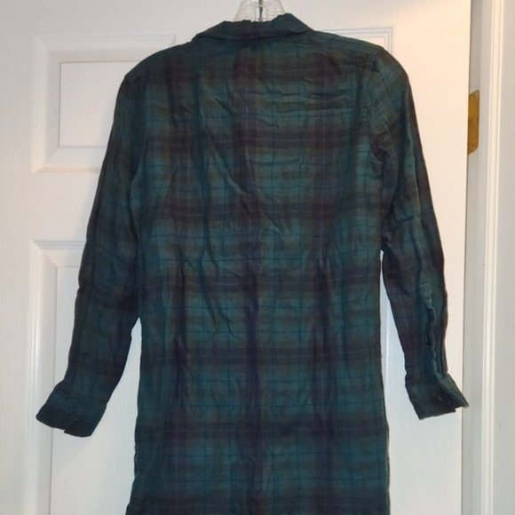 Madewell Latitude Green and Black Flannel Dress 100% Cotton LS Pockets XXS - Picture 5 of 6